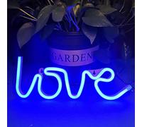 Bipily Love Néon Enseignes lumineuses Décoration murale, Batterie et USB alimenté Néons Applique murale Intérieur Luminaires pour chambre, Saint Valentin, Éclairage de Noël-bleu LOVE