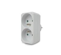 Biplite 2 prises électriques 2 P+T 2 sorties Frontales 16A - VELAMP - ADAT-FR-1