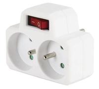 Electraline 531192 Adapteur Fiche Multiprise Biplite avec Interrupteur 2 Prise 16A, Blanc
