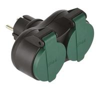 Electraline Connecteur multiprise Biplite 2P+T 16A IP44 obturateurs intégrés Noir et vert