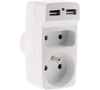 Biplite 6A + 16A avec 2 chargeurs USB -Blanc