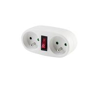 CHACON Prise biplite 2x16A avec interrupteur blanc