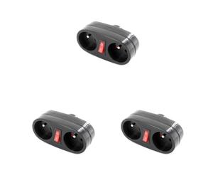 Biplite Domino 2x16A + Interrupteur - Anthracite - Dio (Lot de 3)