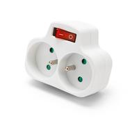 Biplite française 2 entrées 2P + T 16A avec interrupteur - VELAMP - ADAT-FR-4