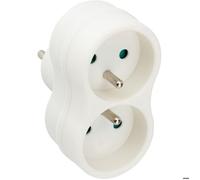 Zenitech - Lot de 2 Prises Biplites 16A - Adaptateur Double Prise Murale Latérale - Design Compact Blanc - Idéal Maison et Bureau