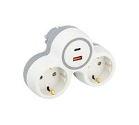 Zenitech - Biplite Schuko 16A + USB A+C 20W - Blanc/Gris - Bolea