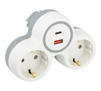 Multiprise 2 Prises / Biplite Bolea Schuko 2x16A USB A+C PD 20W Blanc/Gris - Zenitech