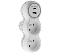 Biplite - ZENITECH - Boléa - 2x16A - Avec 2 ports USB A/C - Blanc/Gris