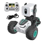 Biplut Voiture télécommandée avec caméra, voiture de cascade télécommandée avec caméra vidéo 720p en temps réel, rotation à 360° et lumières LED, camion tout-terrain, caméra réglable, cadeau pour