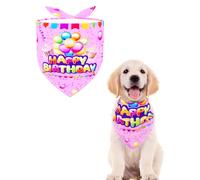 BIPY Bavoirs d'anniversaire pour petit chien - Fournitures de toilettage pour filles et garçons - Taille moyenne - Rose