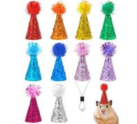 BIPY Lot de 10 mini chapeaux de fête pour figurines d'animaux en peluche, dinosaures, jouets, petits chapeaux pour travaux manuels, poupées, hamster, oiseau, chapeau miniature réglable avec guirlande