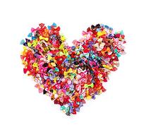 BIPY Lot de 100 nœuds pour poils de petit chien avec élastiques en caoutchouc - Accessoires de toilettage pour poils longs - Couleurs aléatoires