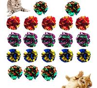 BIPY Lot de 20 balles froissées en Mylar brillant pour chat - Jouet coloré pour chaton - Jouet interactif à mâcher pour chatons et animaux de compagnie - Couleur aléatoire (5-6 cm)