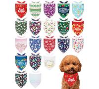 BIPY Lot de 20 bandanas de Noël pour chien - Bavoirs triangulaires d'automne avec flocon de neige classique - Élément de Père Noël - Écharpe pour chiens de petite et moyenne taille - Cadeaux pour