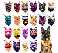 BIPY Lot de 20 bandanas d'Halloween pour chien - Bavoirs triangulaires d'automne avec citrouille, fantôme, chauve-souris - Écharpe pour chiens de grande taille XL - Cadeaux pour animaux de compagnie -