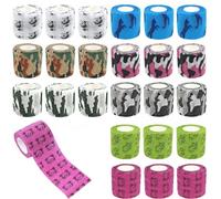 BIPY Lot de 24 rouleaux de bandages vétérinaires pour chiens et chevaux, couleurs mélangées, 5 cm x 4,5 m, ruban adhésif cohésif non tissé pour chien, chat, animaux domestiques, entorses et