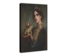 BIQHTGA Impression sur toile représentant le prince grenouille et la princesse - Décoration murale pour salon, chambre à coucher - 50 x 75 cm
