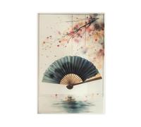 BIQHTGA Impression sur toile représentant un éventail et des fleurs de cerisier en chute - Décoration murale pour salon, chambre à coucher - 40 x 60 cm