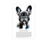 BIQHTGA Poster bouledogue français sur toile pour chambre à coucher, bureau, chambre, cadeau 60 x 90 cm