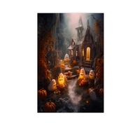 BIQHTGA Poster sur toile avec fantômes citrouilles mignons pour décoration de chambre à coucher, bureau, chambre, cadeau 40 x 60 cm