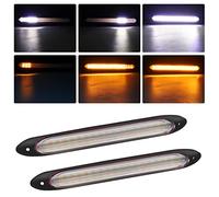 Biqing 1 Paire Feux de Jour 12V, Universel Clignotant Séquentiels Bicolore Ambre Blanc Voiture Lumières Phare DRL Feux de Circulation Diurnes Étanche (15.5CM)