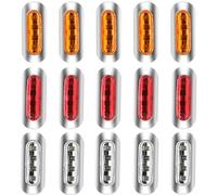 Biqing 10PCS Feux de Gabarit Ambra+Blanc+Jaune, Feu de Gabarit Remorque LED DC 12V-24V Indicateur de Position Étanche avec Lunette Chromée pour Camion Remorque Bus Caravan Bateau Deck Courtoisie