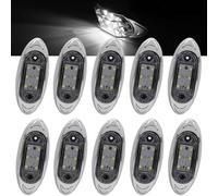 Biqing 10pcs Feux de Gabarit Blanc, 6LED 3.8 Inch 12V 24V Feu de Gabarit Remorque Arrière Avant Indicateur Latéraux avec Lunette Chromée pour Camion Remorque Van Bus Bateau