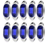 Biqing 10pcs Feux de Gabarit Bleu, 6LED 3.8 Inch 12V 24V Feu de Gabarit Remorque Arrière Avant Indicateur Latéraux avec Lunette Chromée pour Camion Remorque Van Bus Bateau