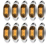 Biqing 10pcs Feux de Gabarit Jaune, 6LED 3.8 Inch 12V 24V Feu de Gabarit Remorque Arrière Avant Indicateur Latéraux avec Lunette Chromée pour Camion Remorque Van Bus Bateau