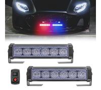 Biqing [2 in 1] Feux Stroboscopiques de Véhicule D'urgence Lumière Bleu Rouge 9 Modes,Universal 18W LED Feux de Pénétration Lumière Stroboscopique Flash LED 12V avec Bouton Interrupteur