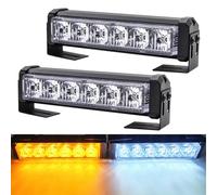 Biqing [2 in 1] Feux Stroboscopiques de Véhicule D'urgence Lumière, Universal 18W LED Feux de Pénétration Lumière Stroboscopique Flash LED 12V avec Bouton Interrupteur (Jaune&Blanc)