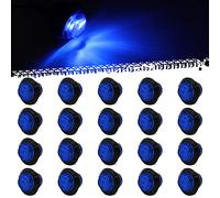 Biqing 20PCS Feu de Position Latéral Bleu,3/4" Rond Feux De Dégagement 12V 24V LED latérales Feux de Gabarit Avant Feux Arrière Lampes Indicateur de Position avec œillet en Caoutchouc