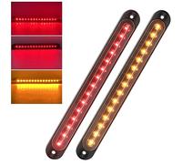 Biqing 2PCS 10" Barre de Feux Arrière de Frein de Remorque,12V 30 LED Feu Arrière de Remorque Feu de Freinage Direction Troisième Frein pour Camions Semi Cargo Remorques de Bateaux(Rouge Ambre)