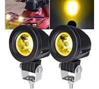 Biqing 2Pcs 10W Feux Antibrouillard LED Moto Ambre, 2 Inch Phare LED Additionnels Avant Anti Brouillard Projecteur Spot Etanche pour 12-24V Véhicules Motos Vélos Voitures Camion