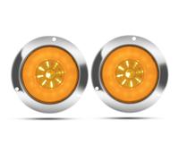 Biqing 2pcs 4" Feux Remorque LED Rond,12V 24V Led Feux Arrière de Remorque Ambre Indicateur Lamp Avec Lunette Chromée Eclairage pour Remorque Camion Van Remorque RV