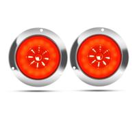 Biqing 2pcs 4" Feux Remorque LED Rond,12V 24V Led Feux Arrière de Remorque Rouge Feux Stop Avec Lunette Chromée Eclairage pour Remorque Camion Van Remorque RV