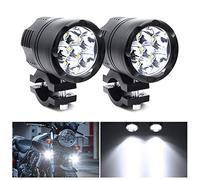 Biqing 2PCS 60W Feux Antibrouillard LED Moto,6 LEDs Phare Moto Feux Additionnels LED Phares Avant Anti Brouillard Projecteur Spot Etanche 6000LM pour 12-24V Véhicules Vélos Voitures Camion