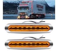 Biqing 2PCS Feu de Position Latéral Ambra,Feux de Gabarit Latéraux LED DC 12V-24V Indicateur de Position Étanche avec Lunette Chromée pour Camion Remorque Bus Caravan Bateau(6.65 Inch)