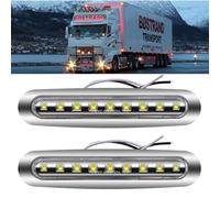 Biqing 2PCS Feu de Position Latéral Blanc,Feux de Gabarit Latéraux LED DC 12V-24V Indicateur de Position Étanche avec Lunette Chromée pour Camion Remorque Bus Caravan Bateau(6.65 Inch)