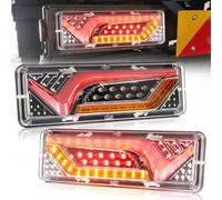 Biqing 2PCS Feux Arrière LED 12V,57-LED Multifonctionnel Feux Remorque LED Feux Stop Clignotant Dynamique Lampe pour Camion Remorque Caravane Tracteur