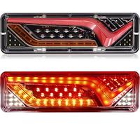 Biqing 2PCS Feux Arrière LED 24V, Multifonctionnel Feux Remorque LED Feux Stop Clignotant Dynamique Lampe pour Camion Remorque Caravane Tracteur