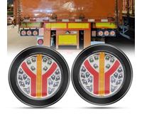 Biqing 2PCS Feux de Remorque LED 12V 24V,4" Rond LLED feu Arrière de Remorque Clignotant Dynamique Feu de Recul Lampe avec Grommet pour Camion Van Remorque RV