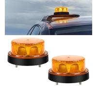 Biqing 2PCS Gyrophare LED 12V-24V, Rond Stroboscopique Signalement d'avertissement Lumières 2 Modes de Flash Strobe Beacon Light Pour Voiture Véhicule Camion Remorque Van (Jaune, 2)