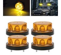 Biqing 2PCS Gyrophare LED 12V-24V, Rond Stroboscopique Signalement d'avertissement Lumières 2 Modes de Flash Strobe Beacon Light Pour Voiture Véhicule Camion Remorque Van (Jaune, 4)