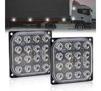 Biqing 2PCS LED Feux de Gabarit Position Latéraux Hi/Lo/Clignotant 3 Modes,12V 24V 3" LED Arrière Avant Indicateur de Position en Lumière pour Voiture Camion Van Tracteur Bus (Carré-Blanc)