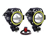 Biqing 2PCS Phares Avant Moto 1 Mode,Universel U7 Moto Feux Additionnels 12V 24V LED Phares Avant Motos Anti Brouillard Projecteur Spot LED Motos avec Interrupteur (Blanc)
