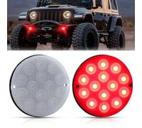 Biqing 2PCS Rond 3 Inch Feux de Gabarit Latéraux LED 12V 24V,Multifunction 14LED D'avertissement de Danger D'urgence Lumière Stroboscopique Feux Arriere LED Pour Remorque Voiture Camion SUV(Rouge)
