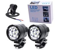 Biqing 2X LED Feux Additionnels,6X10W Rond LEDs Phares Avant Moto Super Brillant Projecteur Spot LED Moto avec Interrupteur Motos Etanche