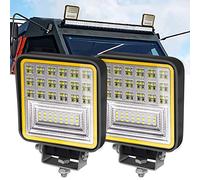 Biqing 2X Phare de Travail LED 12V, LED Barre 4.4” Projecteur Voiture Spot Flood Feux Antibrouillard 24V Feux de Travail Feux Additionnels 25000LM pour 4x4 Truck ATV Offroad Spotlight (126W)