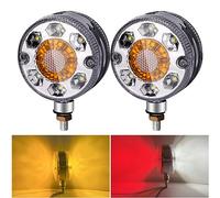 Biqing 3 inch Rond Double Face Garde-boue Clignotants Indicateur pour Remorque,12V/24V Feu LED Remorque Feux Latéraux à LED Rouge Jaune Blanc pour Semi-Remorques Tracteurs,2PCS